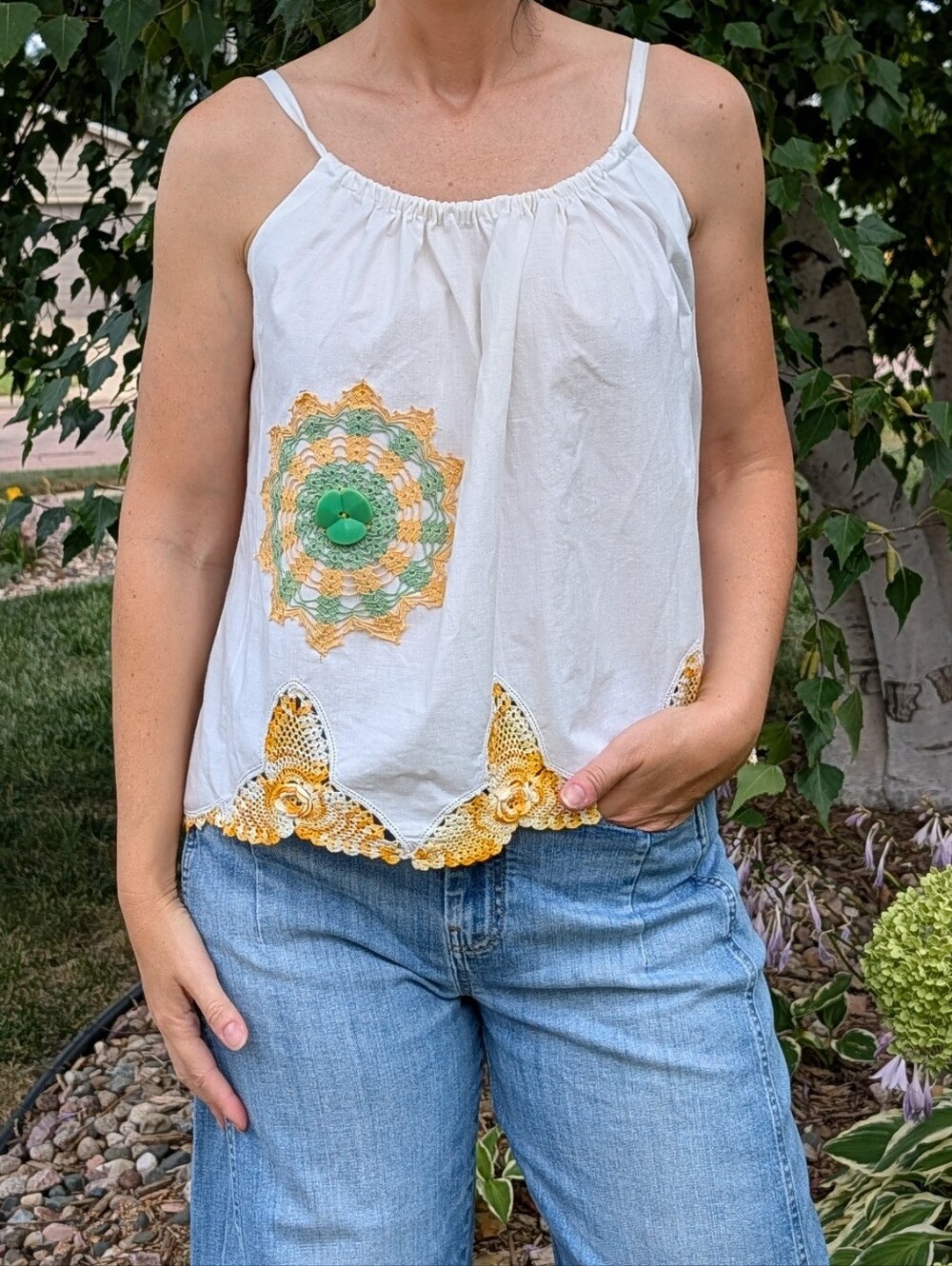 SWING TANK TOP made from vintage pillowcases S M